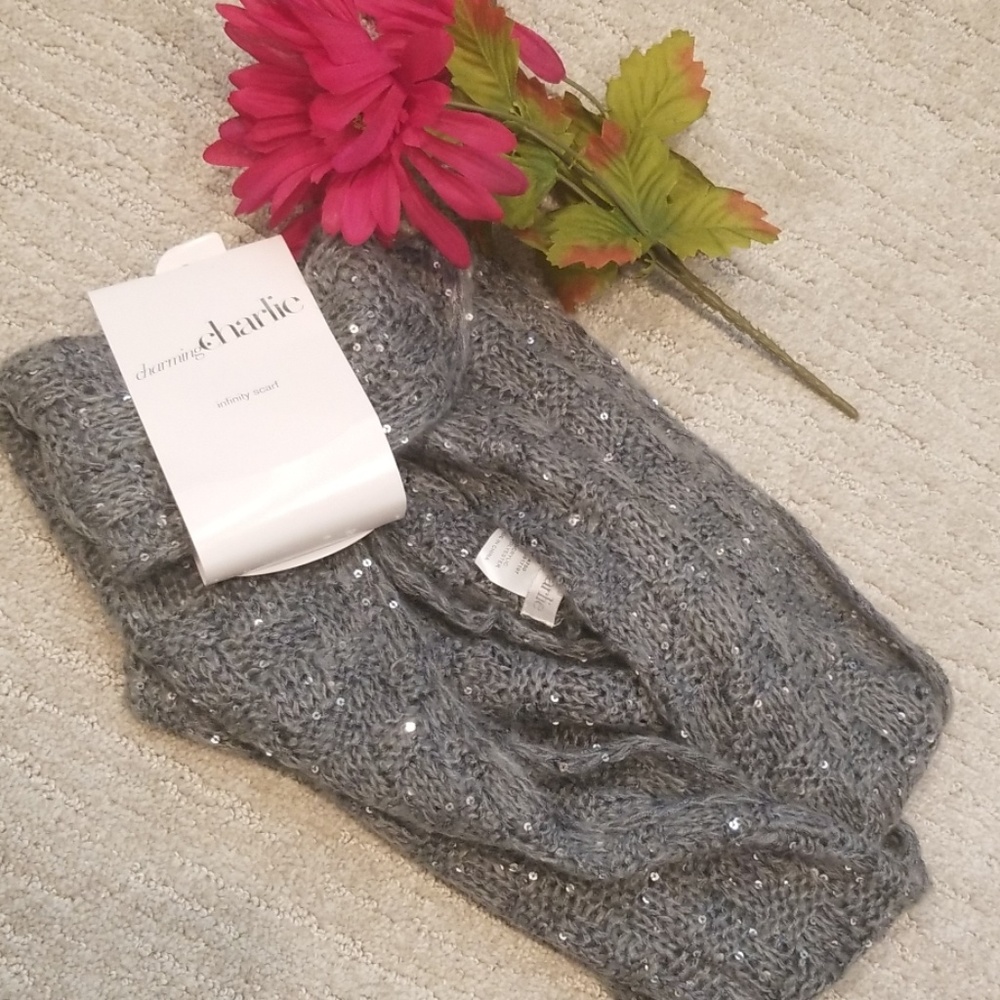 Gray sparkly infinity scarf